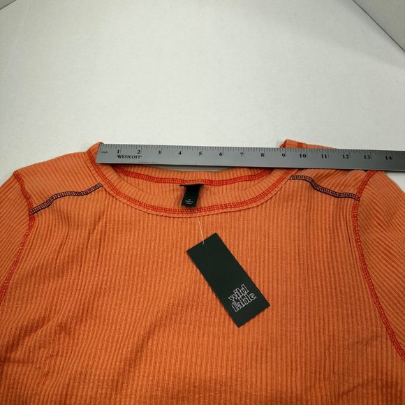 Wild Fable Women's Size 1X Long Sleeve Slim Fit Baby Ribbed Tee Shirt Peach New - Picture 7 of 13